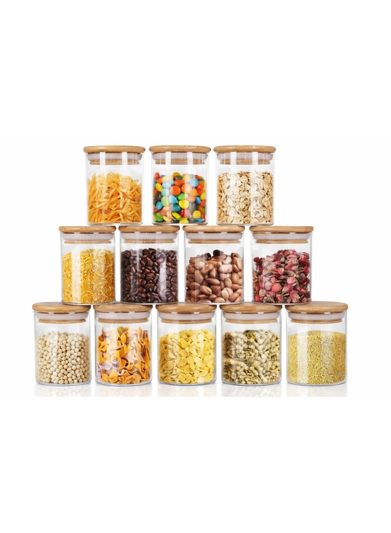 12-Pack Glass Storage Jars (280 ml) with Airtight Wooden Lids – Clear Containers for Grains, Nuts, Spices & Dry Foods - Image 1